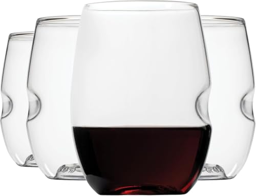Govino 16oz Unbreakable Stemless Wine Glasses Set of 4 - Shatterproof Plastic Drinkware