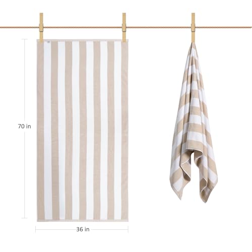 LULUHOME Oversized 100% Cotton Beach Towel - 36x70 Striped Cabana Pool Towel