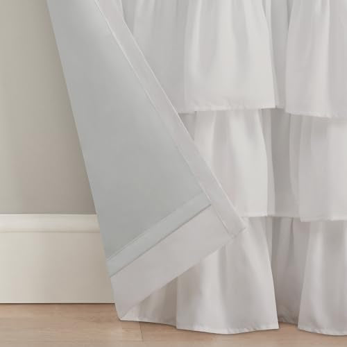 Tiered Ruffle Blackout Curtain Panel, 40x84 Inch Thermal Window Dressing