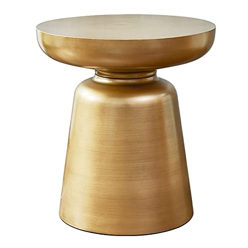 Round Metal Bedside Table - Retro Hand-Brushed Industrial Nightstand