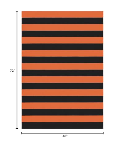 KILOCOCO 4x6 ft Fall Orange & Black Striped Woven Door Rug Halloween Decor
