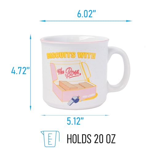 Silver Buffalo Ted Lasso Biscuits with the Boss Ceramic Camper Mug, 20 Ounces