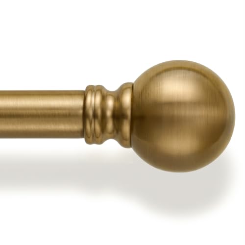 Heavy Duty Gold Curtain Rod with Vintage Finials - 1" Adjustable (72-144")
