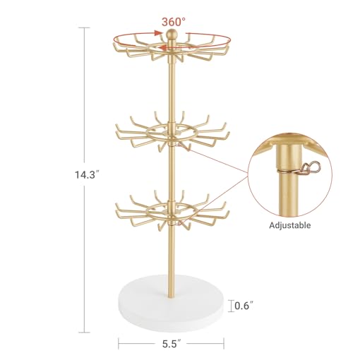 3-Tier Rotating Bracelet Display Stand, Height Adjustable Jewelry Organizer