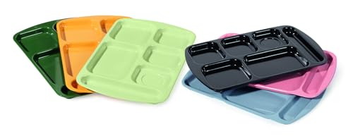 G.E.T. 6 Compartment School Cafeteria Tray, Right Handed, 10" x 15", Forrest Green (4 Pack)