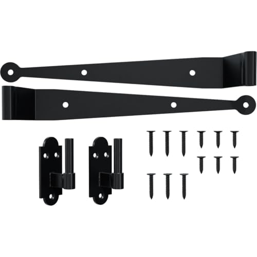 12-Inch Offset Strap Hinge and Pintel Kit, 304 Stainless Steel, Black