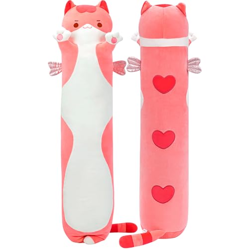 Mewaii Long Cat Plush Body Pillow - Soft Kawaii Pink Stuffed Animal