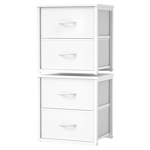 Stackable Storage Drawers 4-Pack Closet Organizer with Wood Top