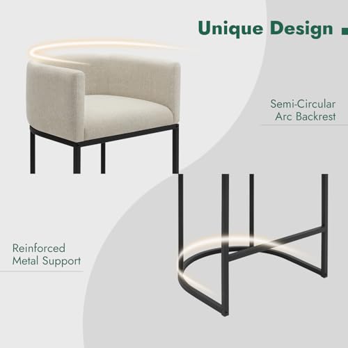 Set of 3 Counter Height Bar Stools, 24-Inch Upholstered Linen Bar Chairs
