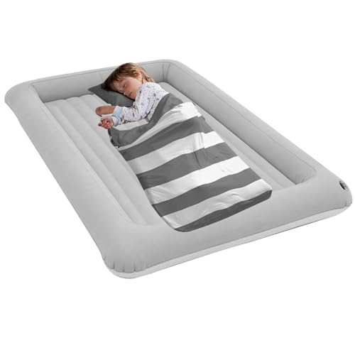 Portable Inflatable Kids Air Mattress with Safety Walls for Travel