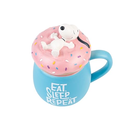 Grupo Erik Snoopy Mug with Lid 16.9oz - Snoopy Gift Ceramic Coffee Cup