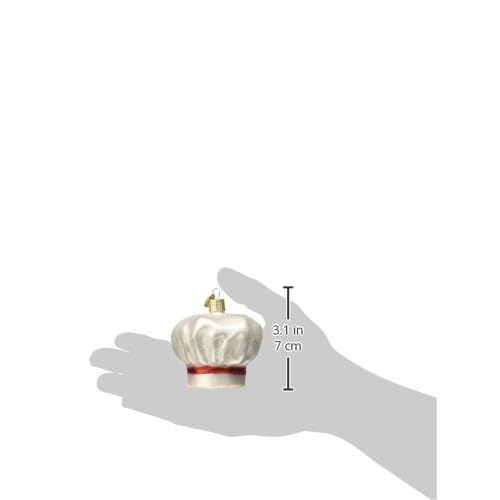 Old World Christmas Chef's Hat Glass Blown Ornament for Christmas Tree, Handcrafted Holiday Decoration, Kitchen - Chef Collection
