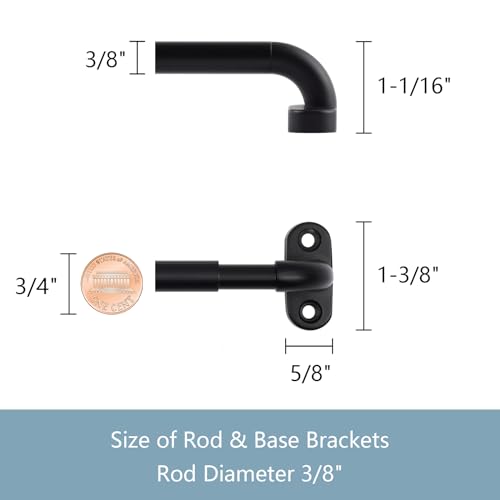 Adjustable French Door Curtain Rod, 18-30 Inch, 2 Pack, Black