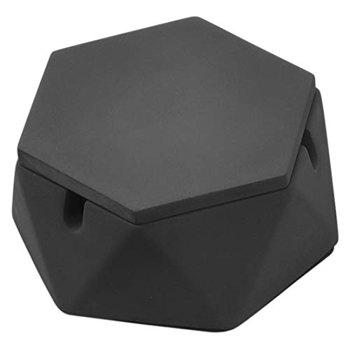 Concrete Ashtray with Lid - Small Geometric Smokeless Cement Ash Holder
