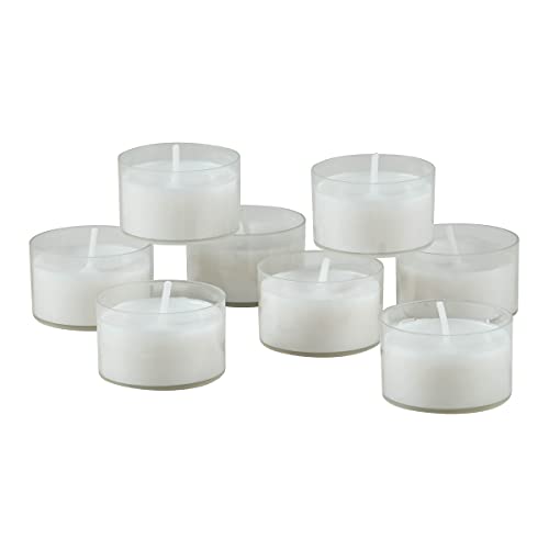 White Unscented Tea Light Candles in Clear Cups - 6-7 Hour Burn Time (96 Pack)