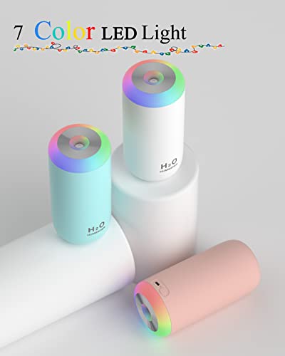 Mini Portable Humidifier 350ml with LED Night Light for Desk and Travel