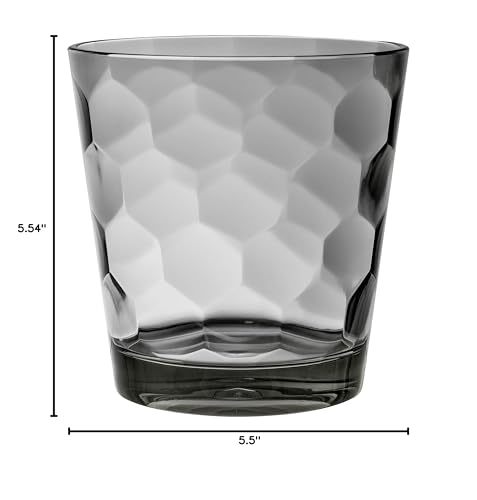 KLIFA- LYON- 11 ounce, Set of 6, Acrylic Tumbler Drinking Glasses Cups, BPA-Free, Stackable Plastic Drinkware, Dishwasher Safe, Gray-Black