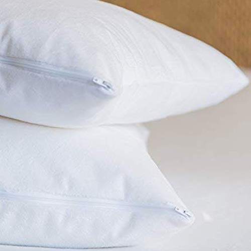 Waterproof Pillow Protectors (2-Pack), Soft Terry Cotton Zippered Covers
