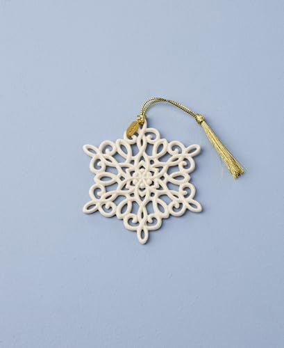 2025 Porcelain Snowflake Christmas Ornament with Gold Hanging Cord