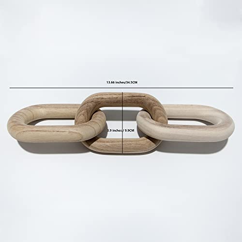 3-Link Wood Chain Decor, Natural Paulownia Wood Knot for Coffee Table