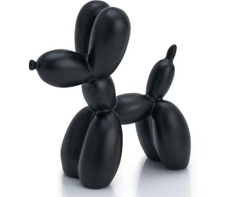 4-Inch Matte Black Balloon Dog Sculpture Resin Statue for Home Decor