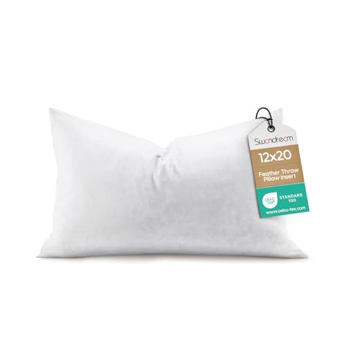 12x20 Feather Lumbar Pillow Insert - Soft & Plump Decorative Bed Cushion