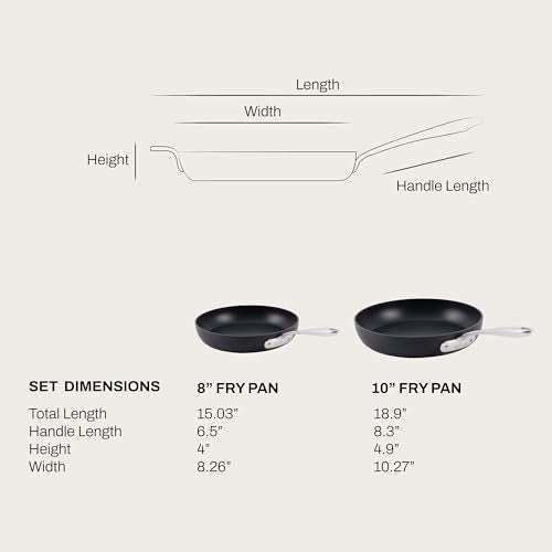 Hard Anodized Nonstick Frying Pan Set - 2 Piece (8" & 10"), Induction Safe