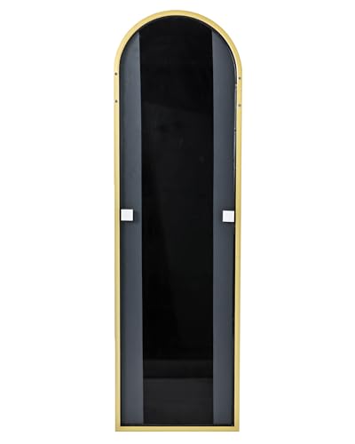 14" x 42" Arched Full Length Wall Mirror, Gold Aluminum Frame Over-the-Door