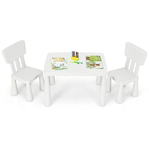 3-Piece Kids Table and Chair Set - Plastic Activity Desk for Toddlers