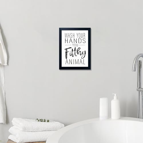 Boswaydeco Black and White Bathroom Wall Art Quotes Framed Canvas Sign 8x10