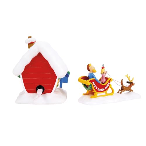 Grinch Village Max's Sleigh Rides 2-Piece Lighted Porcelain Building Set
