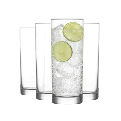 LAV 12.2 oz Highball Glasses Set of 4 - Elegant Tall Drinkware for Cocktails & Beverages