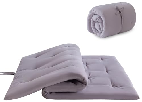 Japanese Floor Futon Mattress Twin Size, Foldable Roll Up Sleeping Pad Grey