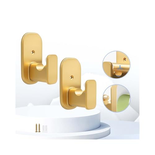 Self-Adhesive Curtain Rod Brackets - No Drill Gold Hooks for 5/8" Rods