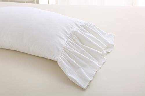 2-Pack King Size Ruffled Pillow Shams, 100% Cotton Shabby Chic Pillow Covers