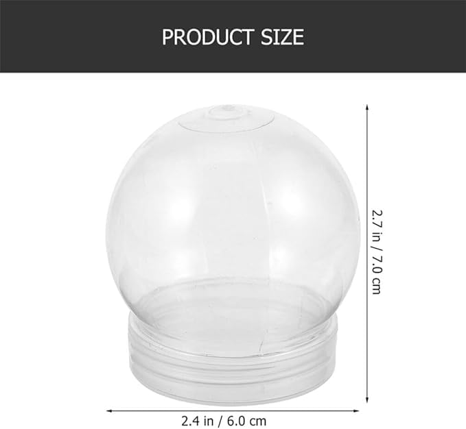 15 Pack 3-Inch Clear Plastic DIY Snow Globes with Screw-Off Caps