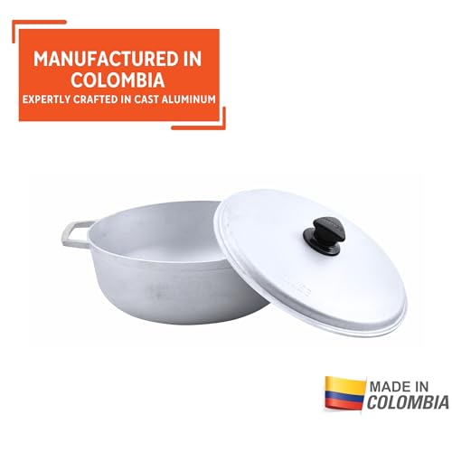 7.5 Quart Cast Aluminum Caldero Pot with Lid for Cooking & Serving