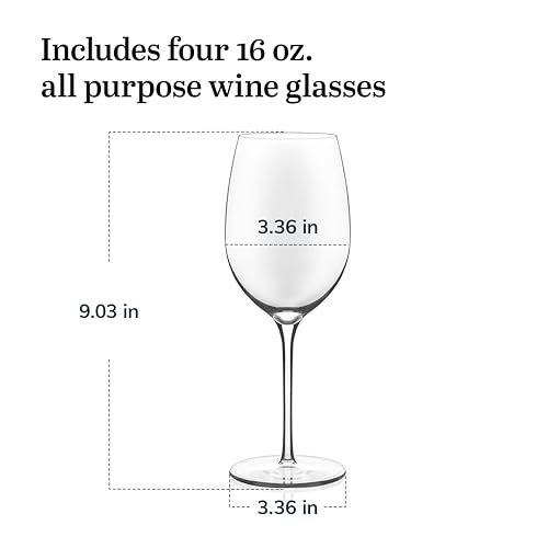 All-Purpose Wine Glasses, 4-Piece Long Stem Glass Set for Red & White Wine