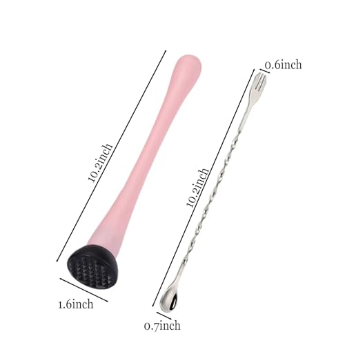 BOBOAR Cocktail Muddler with Bar Spoon - Dual-Function Bar Tool for Cocktails, Lemonade & Drinks