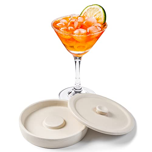 Cosnou 2-Piece Handmade Ceramic Margarita Salt Rimmer Set with Lid - Bar Drink Accessories