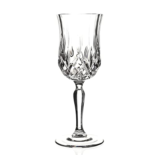 Set of 6 Crystal Water Glasses, 8 Oz Elegant Cut Glass Drinkware