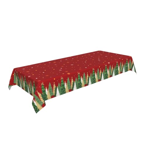 Aytipun 104x60 Inch Red Christmas Tablecloth with Tree Snowflake Design