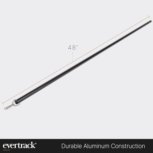 Aluminum Curtain Wand - 48-Inch Drapery Pull Rod, Metallic Black (2 Pack)