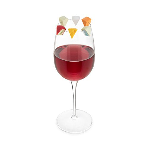 True Zoo Cheese Drink Markers Set of 6 - Yellow Cheese Wine Glass Charms for Cocktails & Parties