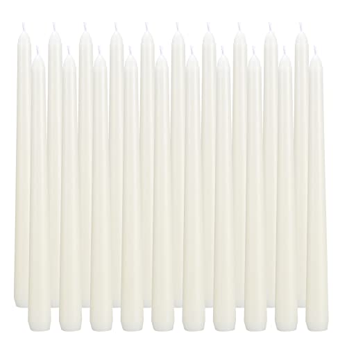 Ivory Taper Candles 10 Inch - Set of 20 Dripless Unscented Wax Sticks