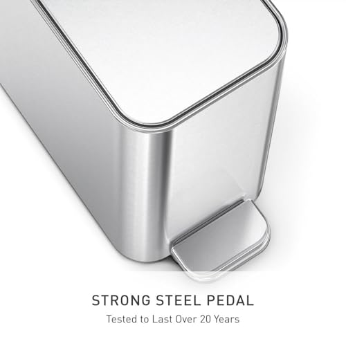 Slim Step Trash Can 5L Brushed Stainless Steel Bathroom Wastebasket