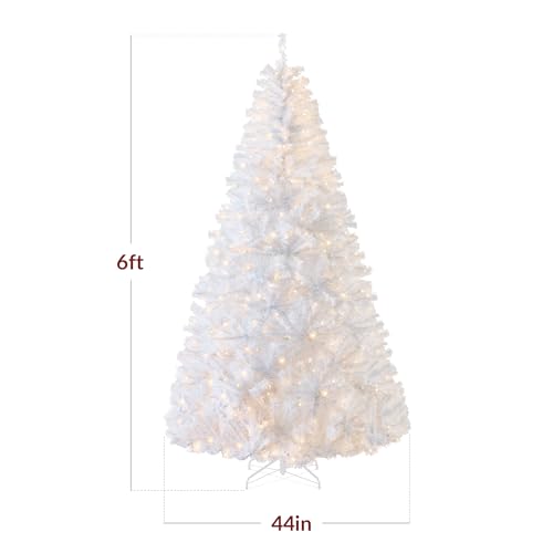 6ft Pre-Lit White Artificial Christmas Tree with Warm White Lights & Stand