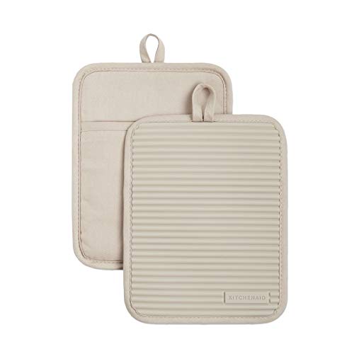 Ribbed Silicone Pot Holders 2-Pack - Heat Resistant 7x9 Inch Hot Pads