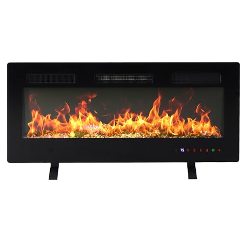 42 Inch Electric Fireplace Wall Mounted Recessed Space Heater Remote