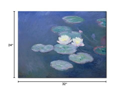 Wieco Art Larte Water Lilies Canvas Prints Wall Art of Claude Monet Classical Flowers Oil Paintings Reproduction Gallery Floral Pictures Artwork for Living Room Kitchen Home Office Decor